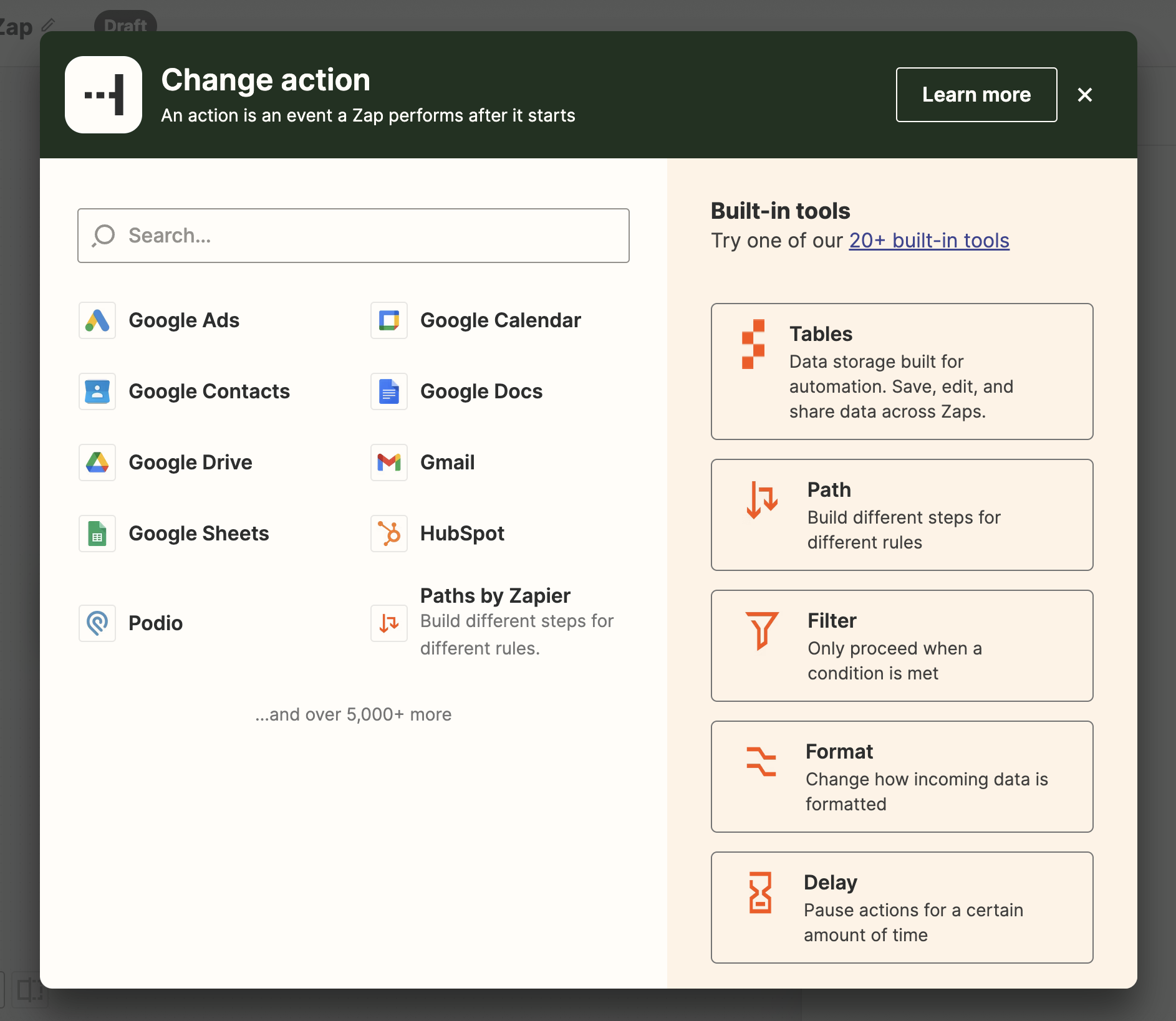 Change action
